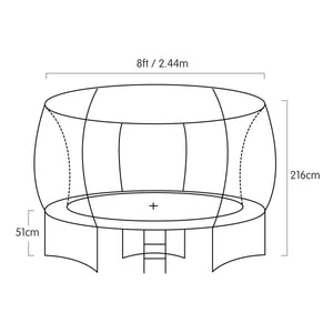 8ft Twister Springless Trampoline with Free Safety Net Pad, Mat, and Basket Ball Set - Orange