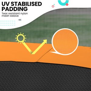 10ft Twister Springless Trampoline | Safety Net Pad Mat Outdoor | Orange