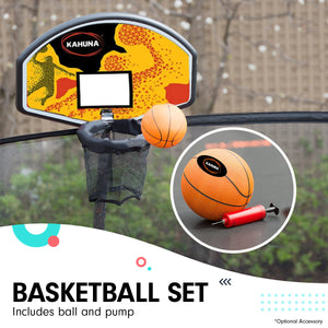 10ft Trampoline Twister | Springless Safety Net Pad Mat with Basketball Set | Orange