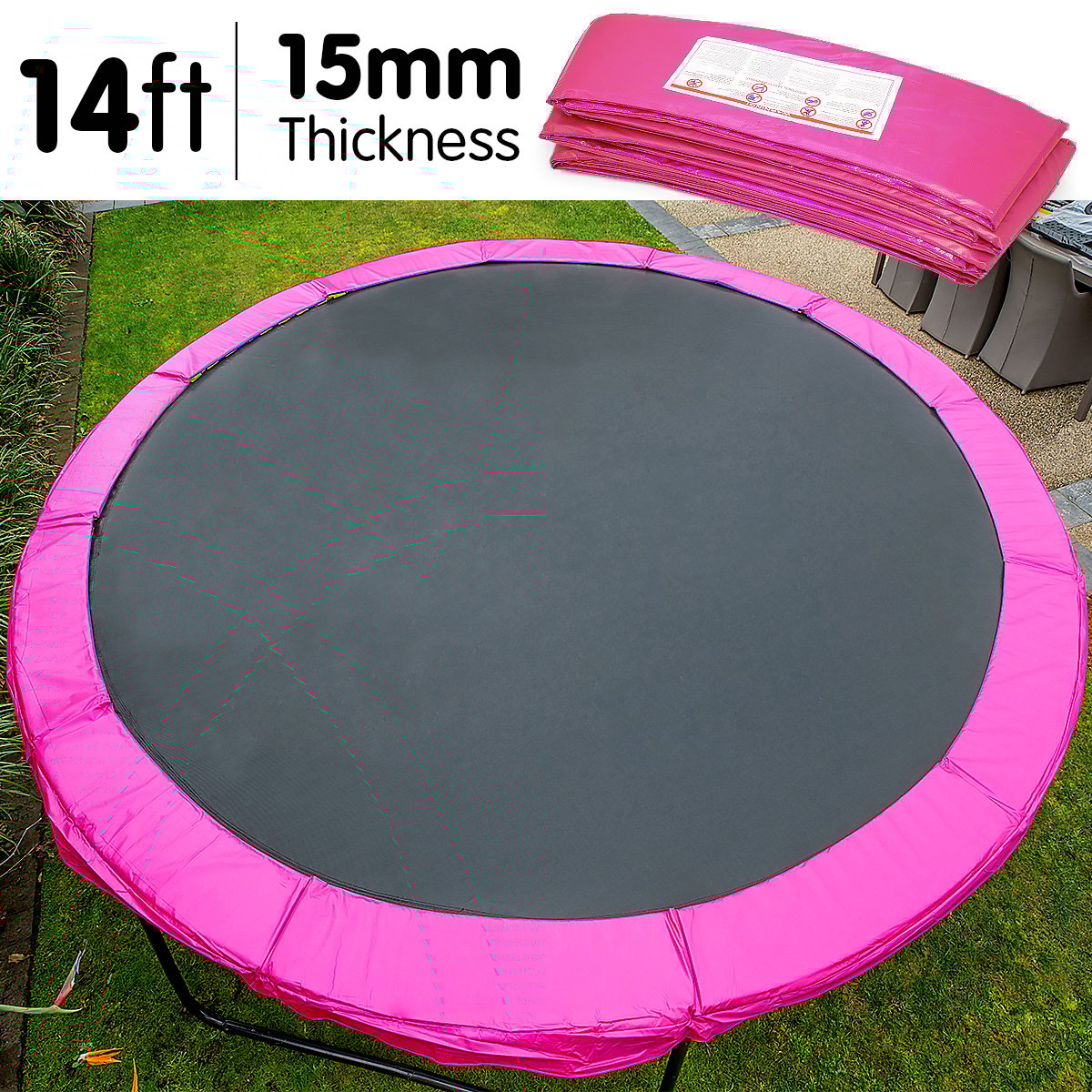 Kahuna 14ft Trampoline Replacement Pad | Round - Pink