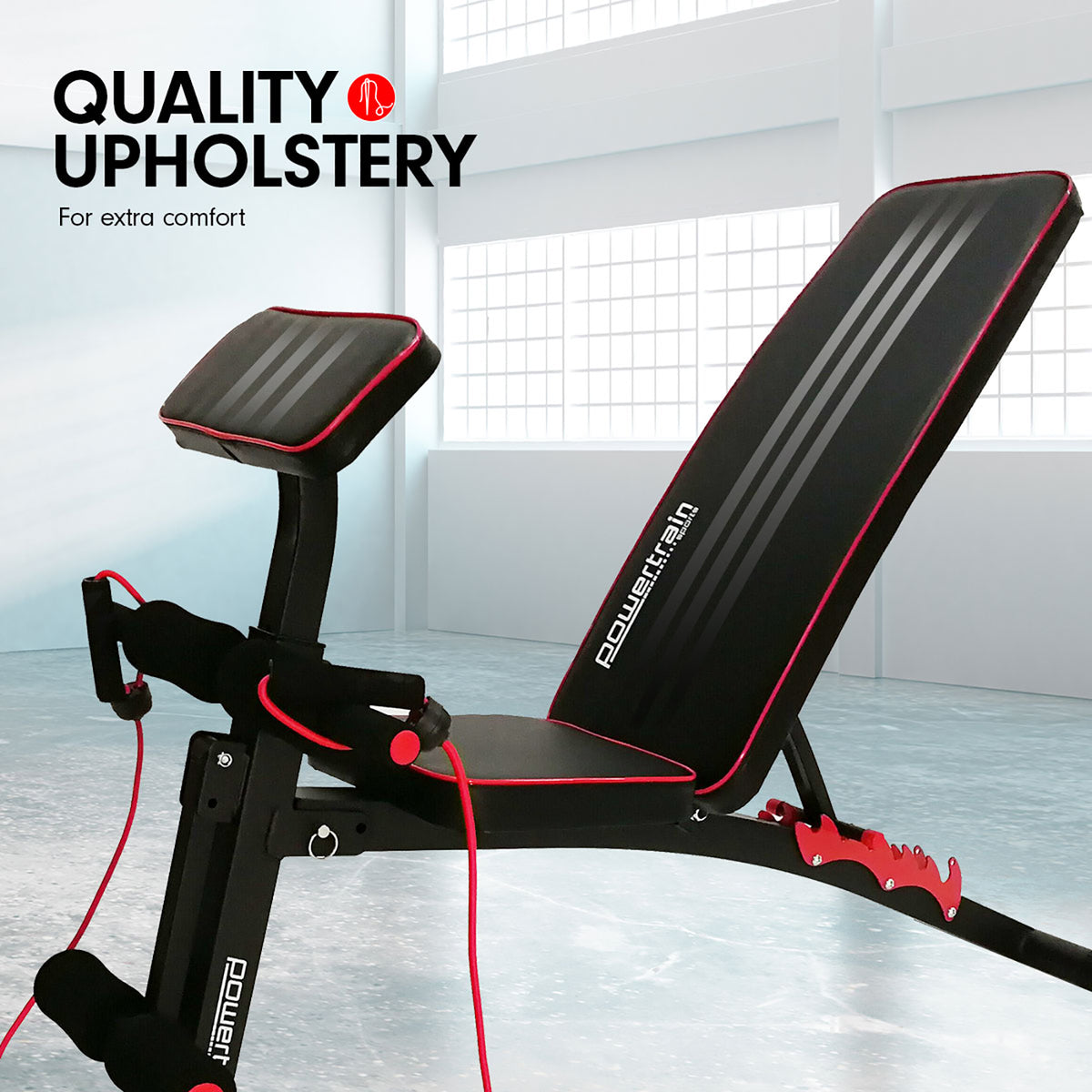 Adjustable FID Home Gym Bench with Preacher Curl Pad | Powertrain