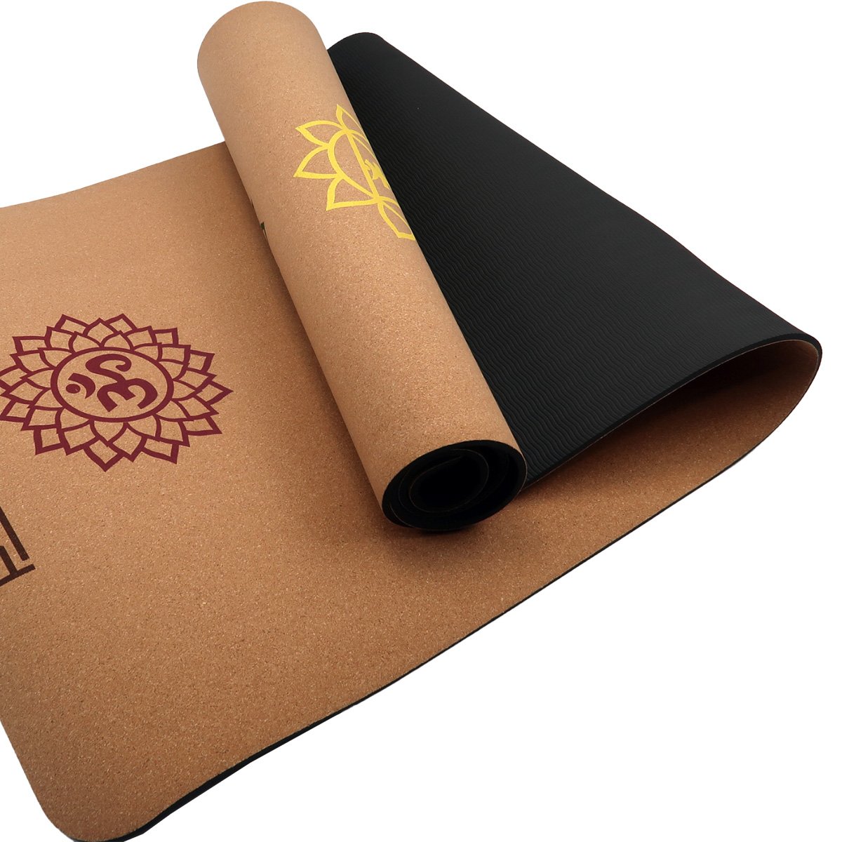 Cork Yoga Mat with Carry Straps | Home Gym Pilates - Chakras