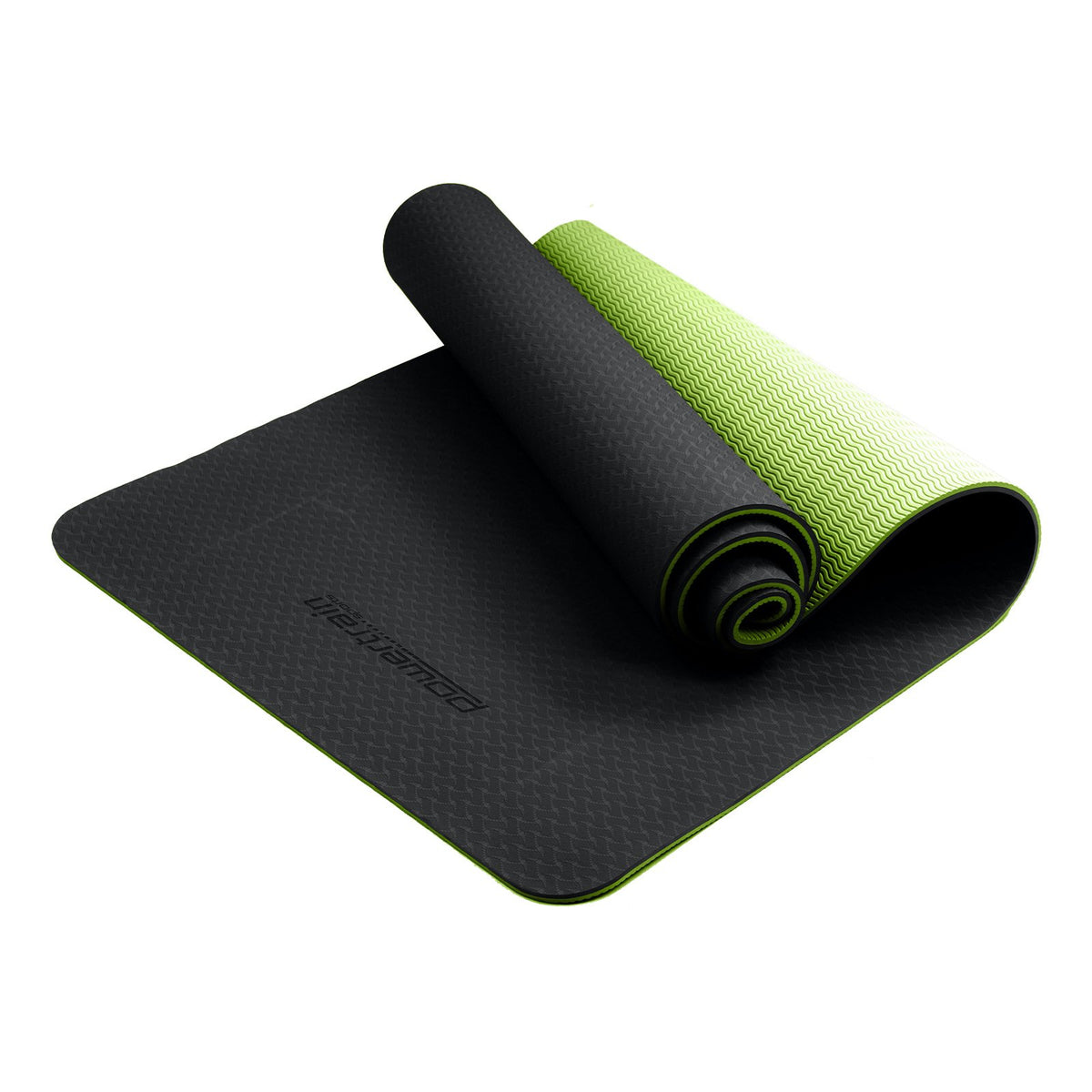Eco-Friendly TPE Pilates Exercise Yoga Mat | 8mm | Black Green | Powertrain