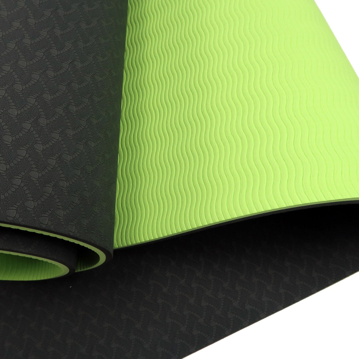 Eco-Friendly TPE Pilates Exercise Yoga Mat | 8mm | Black Green | Powertrain