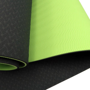 Eco-Friendly TPE Pilates Exercise Yoga Mat | 8mm | Black Green | Powertrain
