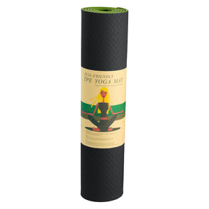 Eco-Friendly TPE Pilates Exercise Yoga Mat | 8mm | Black Green | Powertrain