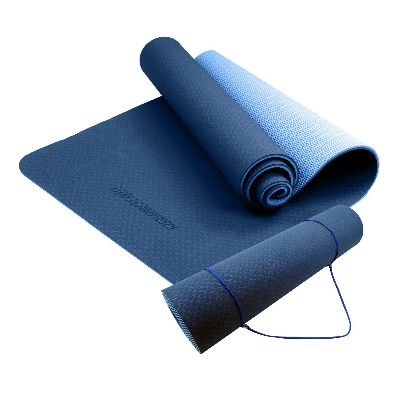 Eco-friendly Dual Layer 8mm Yoga Mat | Dark Blue | Non-slip Surface and Carry Strap