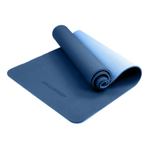 Eco-friendly Dual Layer 8mm Yoga Mat | Dark Blue | Non-slip Surface and Carry Strap