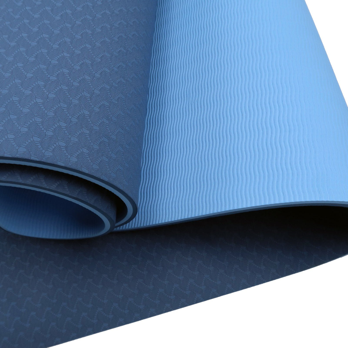 Eco-friendly Dual Layer 8mm Yoga Mat | Dark Blue | Non-slip Surface and Carry Strap