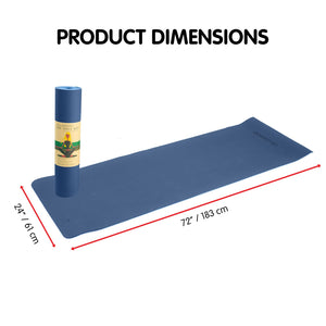 Eco-friendly Dual Layer 8mm Yoga Mat | Dark Blue | Non-slip Surface and Carry Strap