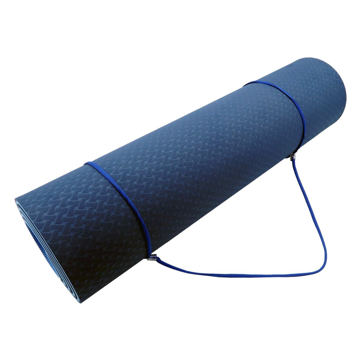 Eco-friendly Dual Layer 8mm Yoga Mat | Dark Blue | Non-slip Surface and Carry Strap