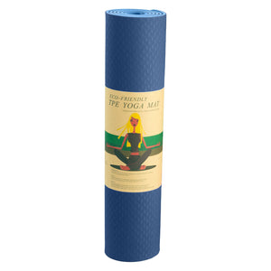 Eco-friendly Dual Layer 8mm Yoga Mat | Dark Blue | Non-slip Surface and Carry Strap