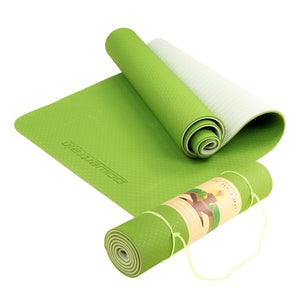 Eco-friendly Dual Layer 8mm Yoga Mat | Lime Green | Non-slip Surface & Carry Strap