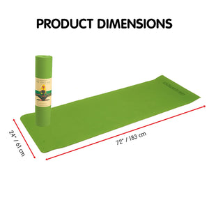 Eco-friendly Dual Layer 8mm Yoga Mat | Lime Green | Non-slip Surface & Carry Strap