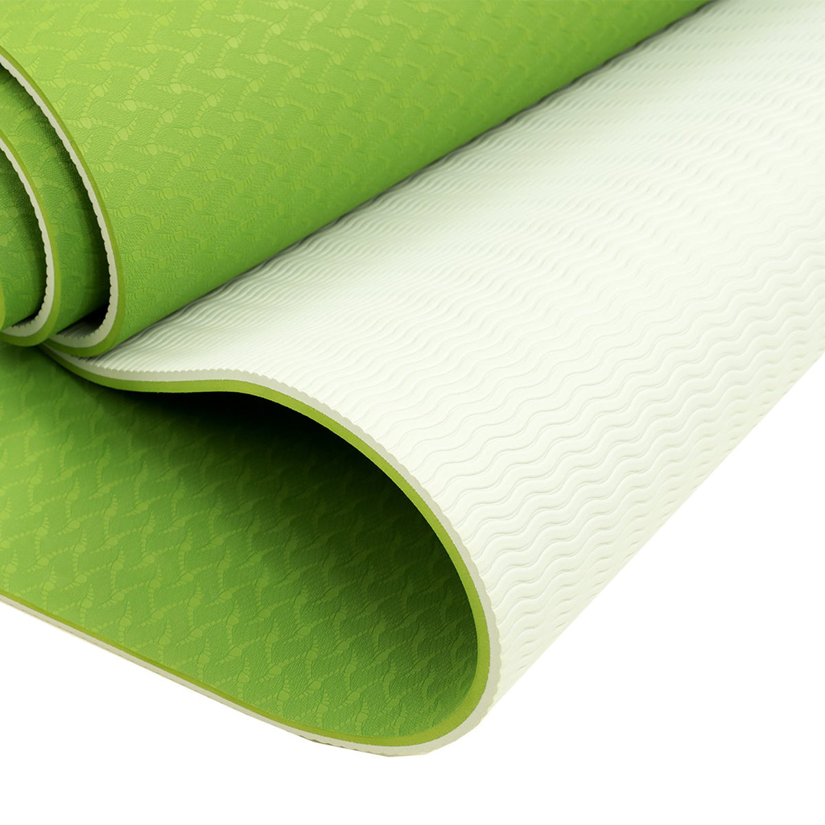 Eco-friendly Dual Layer 8mm Yoga Mat | Lime Green | Non-slip Surface & Carry Strap
