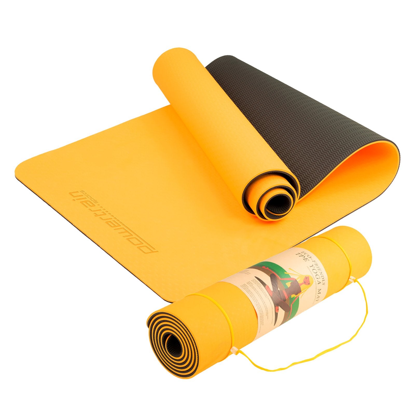 Eco-friendly Dual Layer 8mm Yoga Mat | Orange | Non-slip Surface and Carry Strap