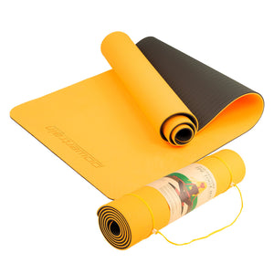 Eco-friendly Dual Layer 8mm Yoga Mat | Orange | Non-slip Surface and Carry Strap