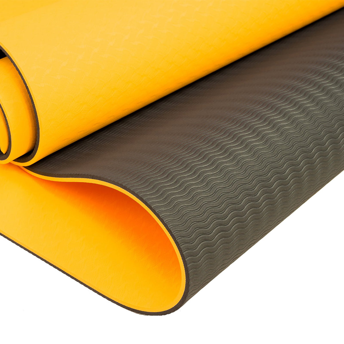 Eco-friendly Dual Layer 8mm Yoga Mat | Orange | Non-slip Surface and Carry Strap