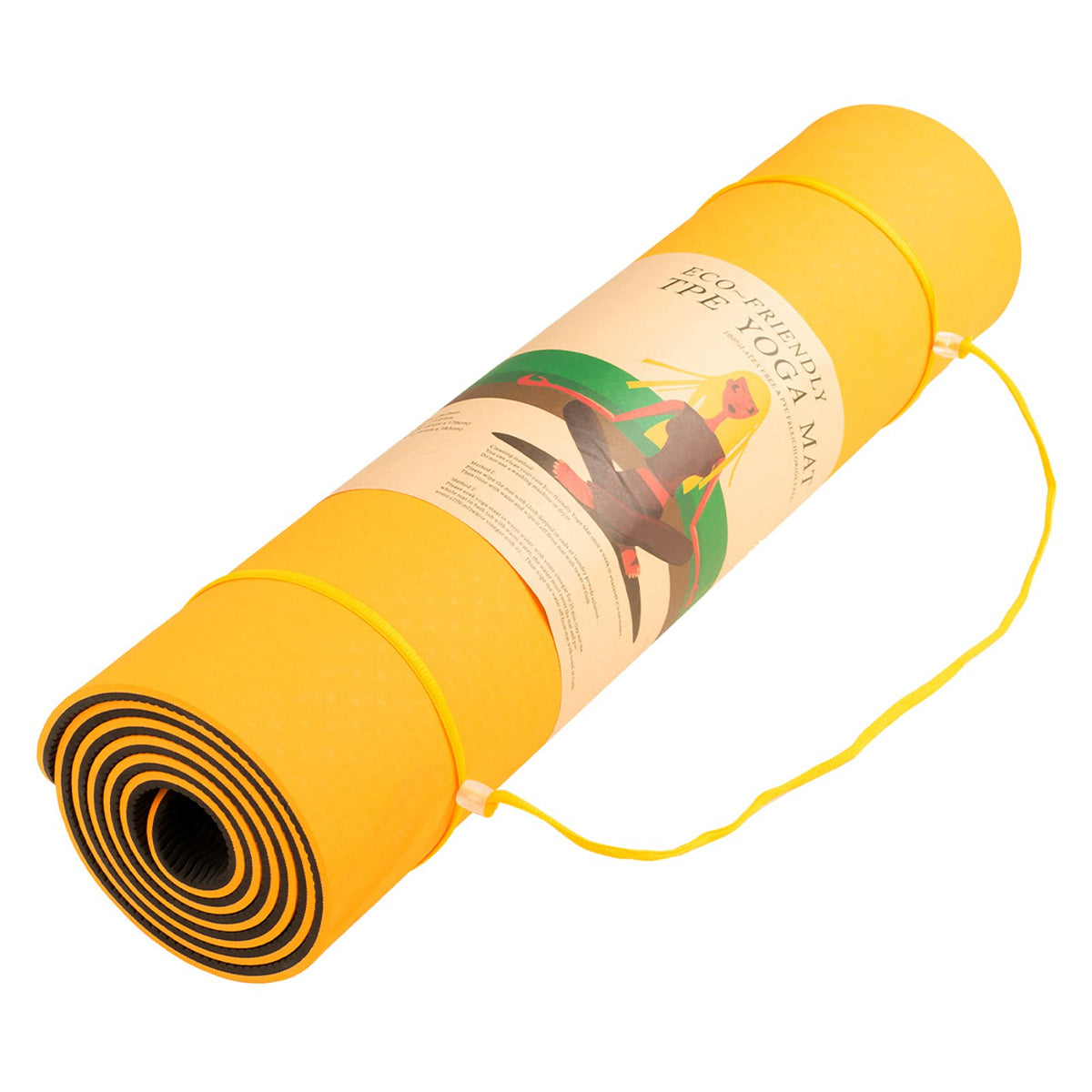 Eco-friendly Dual Layer 8mm Yoga Mat | Orange | Non-slip Surface and Carry Strap