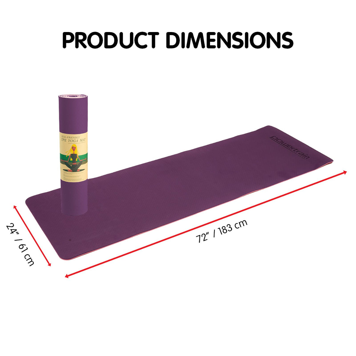 Eco-friendly Dual Layer 8mm Yoga Mat | Purple | Non-slip Surface & Carry Strap