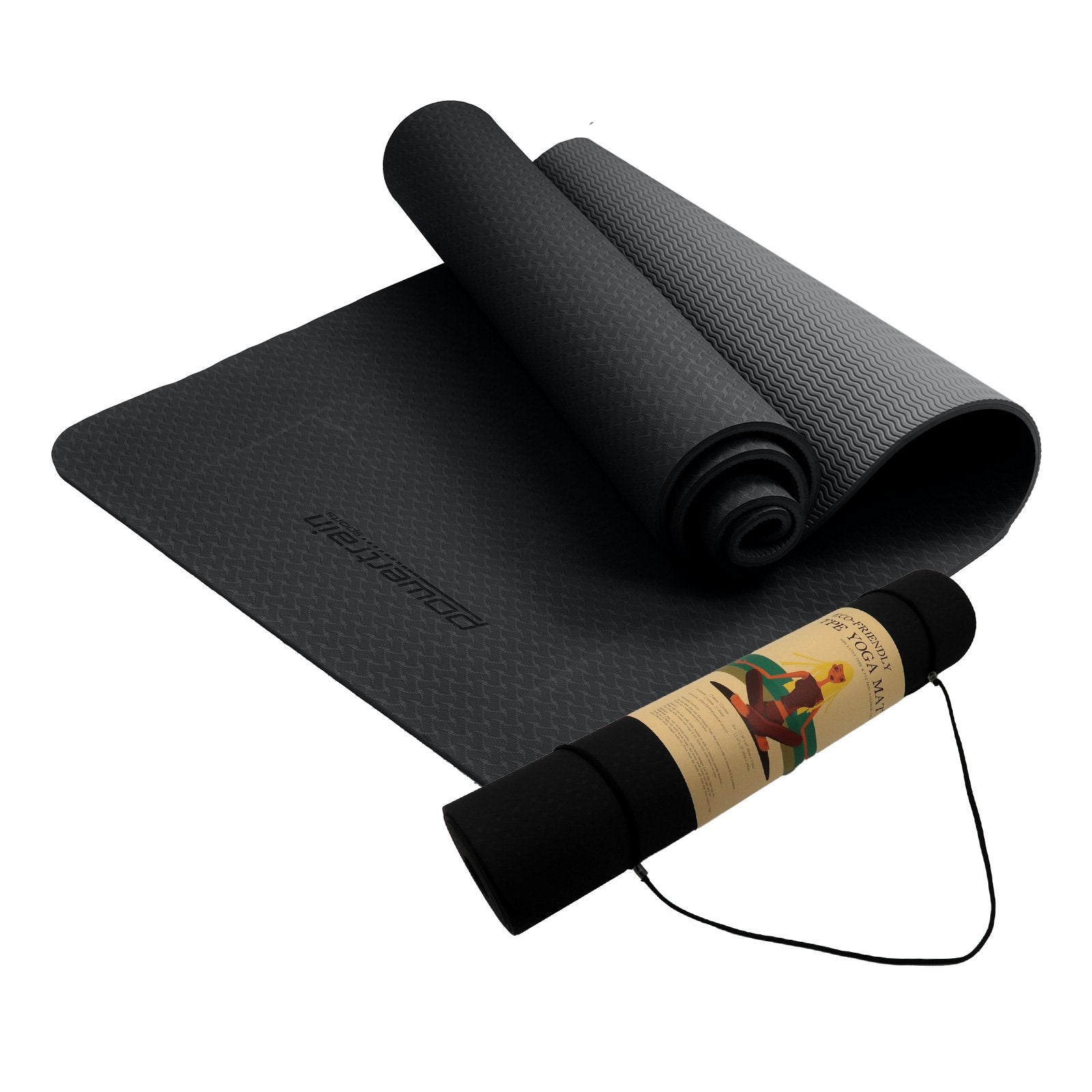 Eco-friendly Dual Layer 6mm Yoga Mat | Midnight | Non-slip Surface and Carry Strap