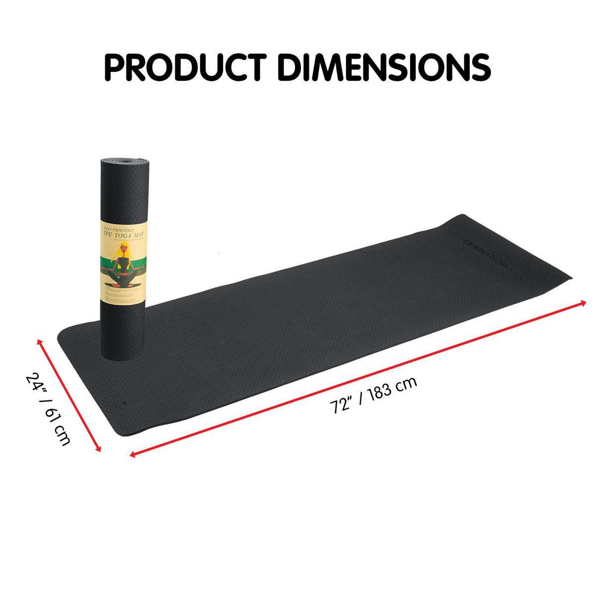 Eco-friendly Dual Layer 6mm Yoga Mat | Midnight | Non-slip Surface and Carry Strap