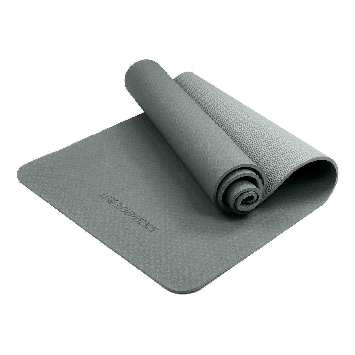 Eco-friendly Dual Layer 6mm Yoga Mat - Slate Grey, Non-slip Surface and Carry Strap for Comfort and Portability by Powertrain