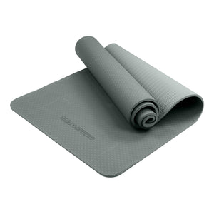 Eco-friendly Dual Layer 6mm Yoga Mat - Slate Grey, Non-slip Surface and Carry Strap for Comfort and Portability by Powertrain
