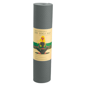 Eco-friendly Dual Layer 6mm Yoga Mat - Slate Grey, Non-slip Surface and Carry Strap for Comfort and Portability by Powertrain