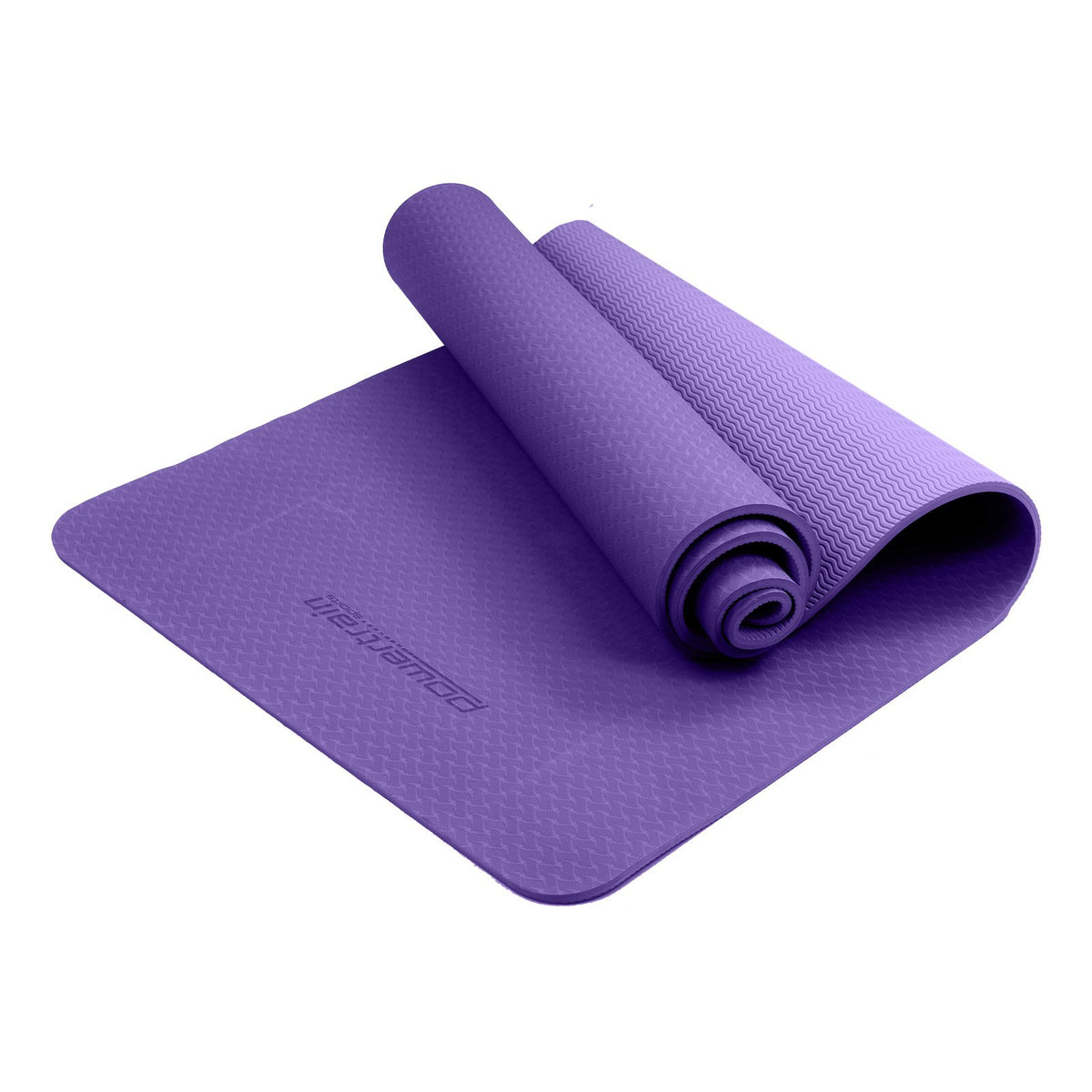 Eco-friendly Dual Layer 6mm Yoga Mat - Dark Lavender, Non-slip Surface and Carry Strap for Comfort and Portability by Powertrain