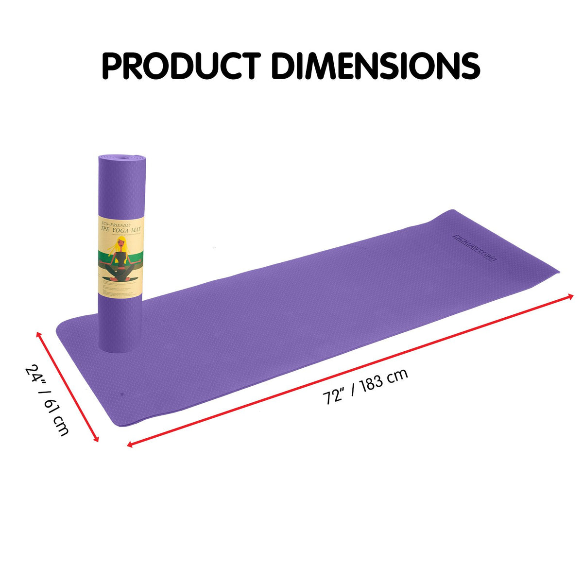 Eco-friendly Dual Layer 6mm Yoga Mat - Dark Lavender, Non-slip Surface and Carry Strap for Comfort and Portability by Powertrain