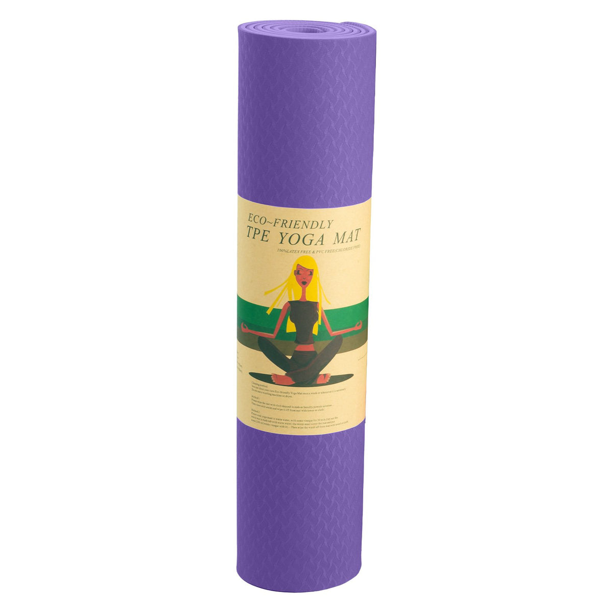 Eco-friendly Dual Layer 6mm Yoga Mat - Dark Lavender, Non-slip Surface and Carry Strap for Comfort and Portability by Powertrain