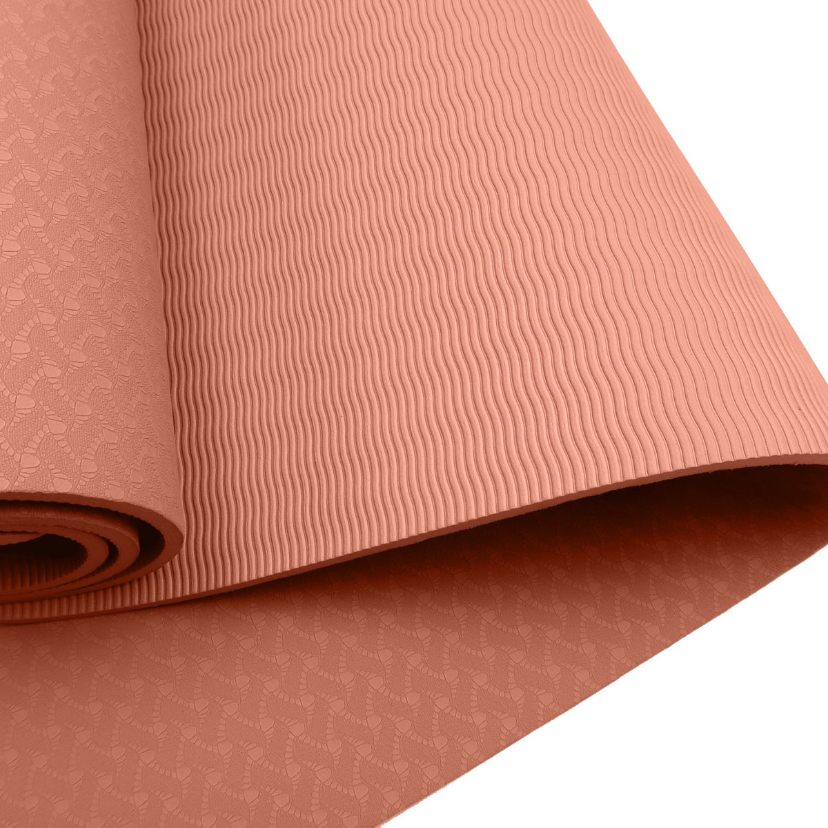 Eco-friendly Dual Layer 6mm Yoga Mat - Peach, Non-slip Surface and Carry Strap for Comfort and Portability by Powertrain