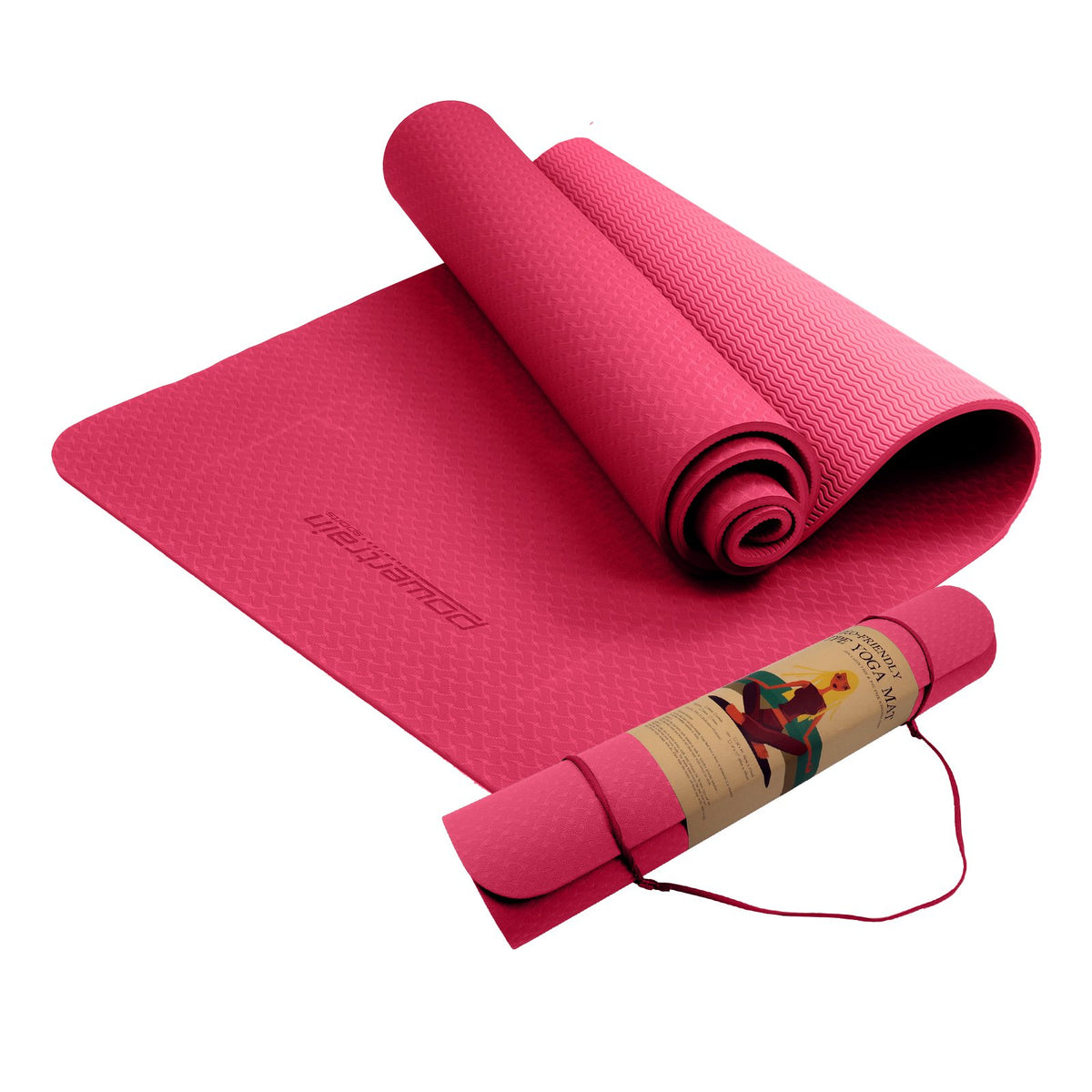Eco-friendly Dual Layer 6mm Yoga Mat | Pink | Non-slip Surface & Carry Strap