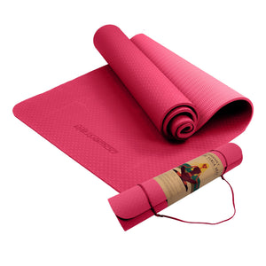 Eco-friendly Dual Layer 6mm Yoga Mat | Pink | Non-slip Surface & Carry Strap