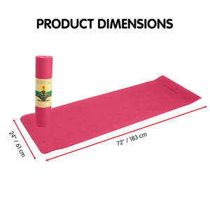 Eco-friendly Dual Layer 6mm Yoga Mat | Pink | Non-slip Surface & Carry Strap