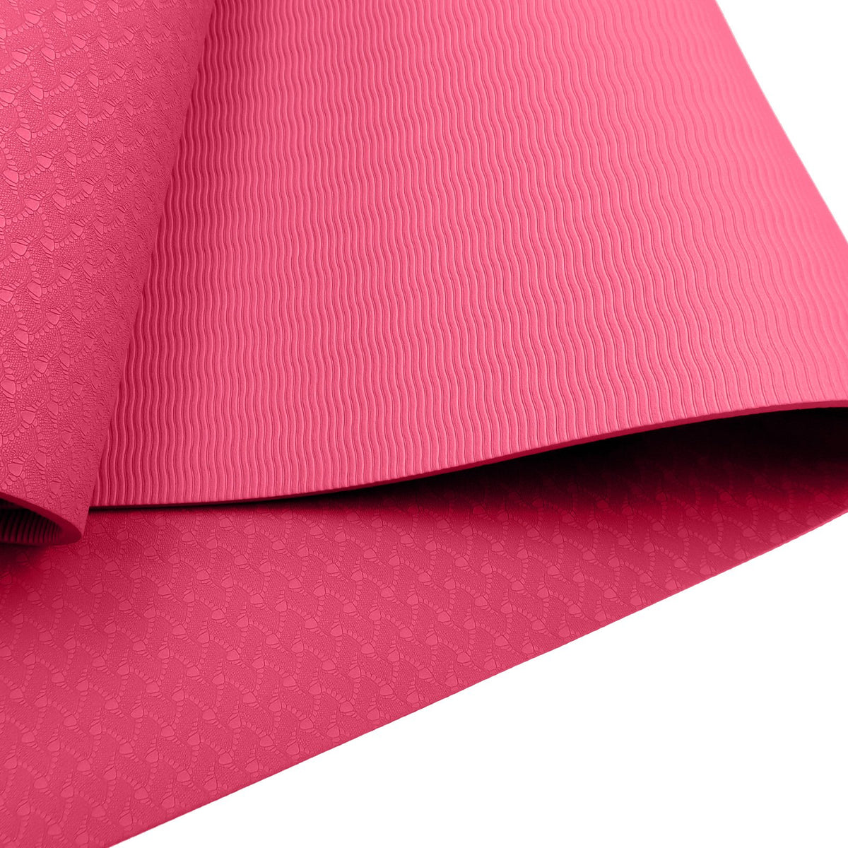 Eco-friendly Dual Layer 6mm Yoga Mat | Pink | Non-slip Surface & Carry Strap