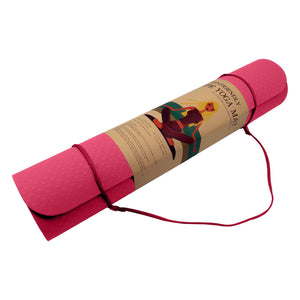 Eco-friendly Dual Layer 6mm Yoga Mat | Pink | Non-slip Surface & Carry Strap