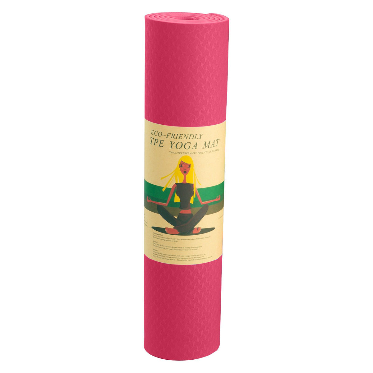 Eco-friendly Dual Layer 6mm Yoga Mat | Pink | Non-slip Surface & Carry Strap