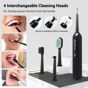 High Frequency Electric Ultrasonic Dental Tartar Plaque Calculus Tooth Remover Kit (Black)