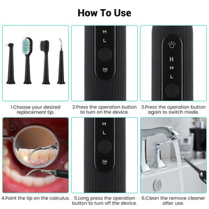High Frequency Electric Ultrasonic Dental Tartar Plaque Calculus Tooth Remover Kit (White)