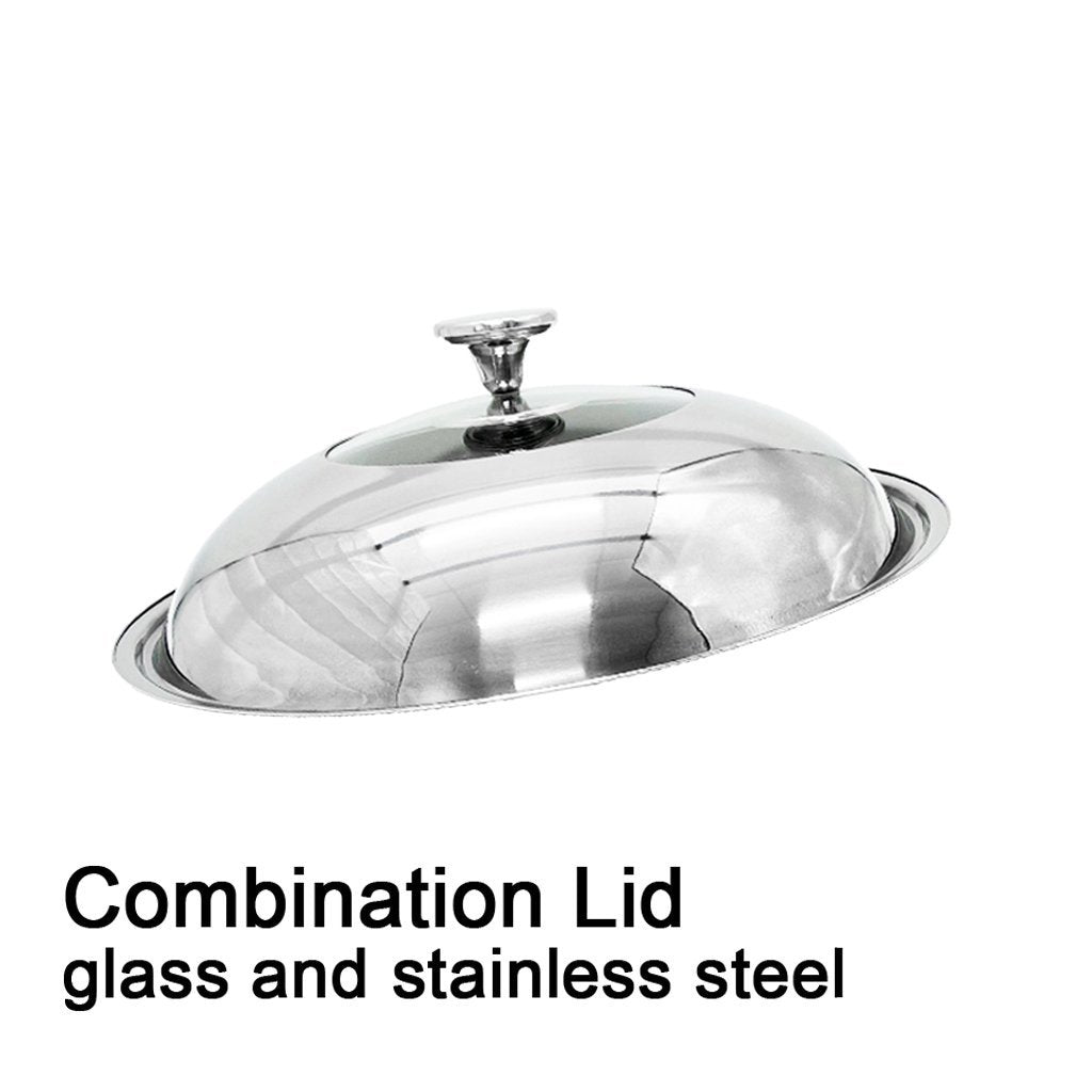 34cm Stainless Steel Non-Stick Stir Fry Cooking Kitchen Honeycomb Wok Pan with Lid - The Hippie House