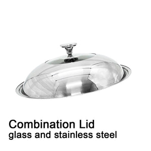 34cm Stainless Steel Non-Stick Stir Fry Cooking Kitchen Honeycomb Wok Pan with Lid - The Hippie House