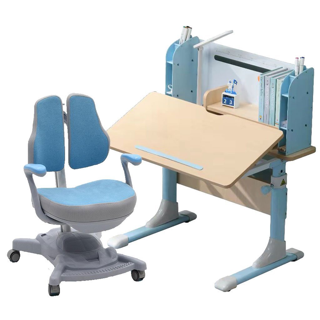 Children's Ergonomic Study Desk Chair Set | Height Adjustable 80cm | Blue