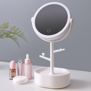 Ecoco Smart LED Light Cosmetic Makeup Mirror USB Touch Screen Home Desk Vanity 360° Pink - The Hippie House