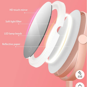 Ecoco Smart LED Light Cosmetic Makeup Mirror USB Touch Screen Home Desk Vanity 360° Pink - The Hippie House