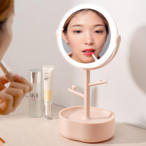 Ecoco Smart LED Light Cosmetic Makeup Mirror USB Touch Screen Home Desk Vanity 360° Pink - The Hippie House