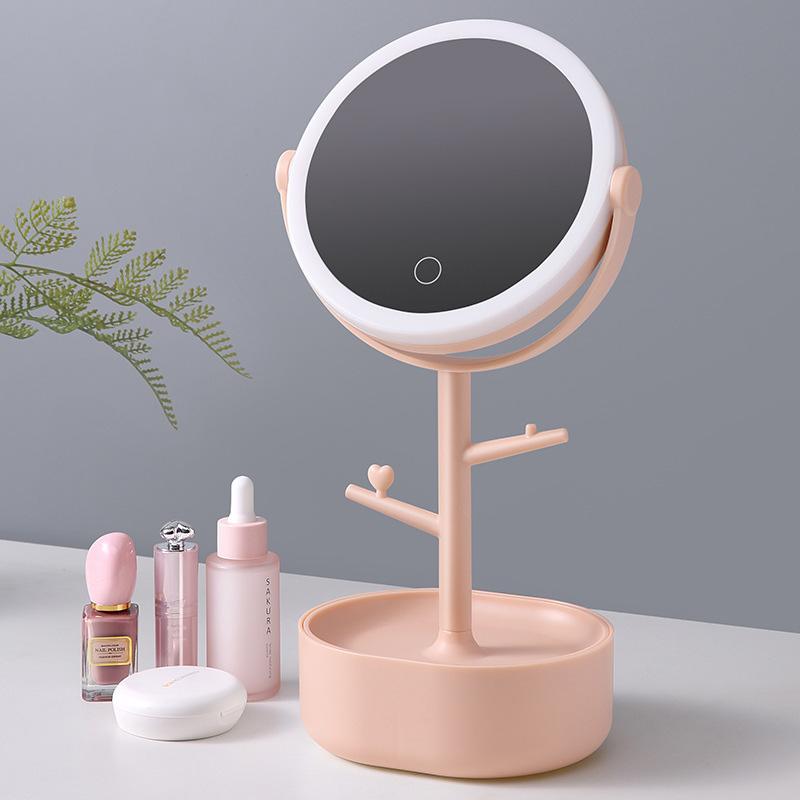 Ecoco Smart LED Light Cosmetic Makeup Mirror USB Touch Screen Home Desk Vanity 360° Pink - The Hippie House
