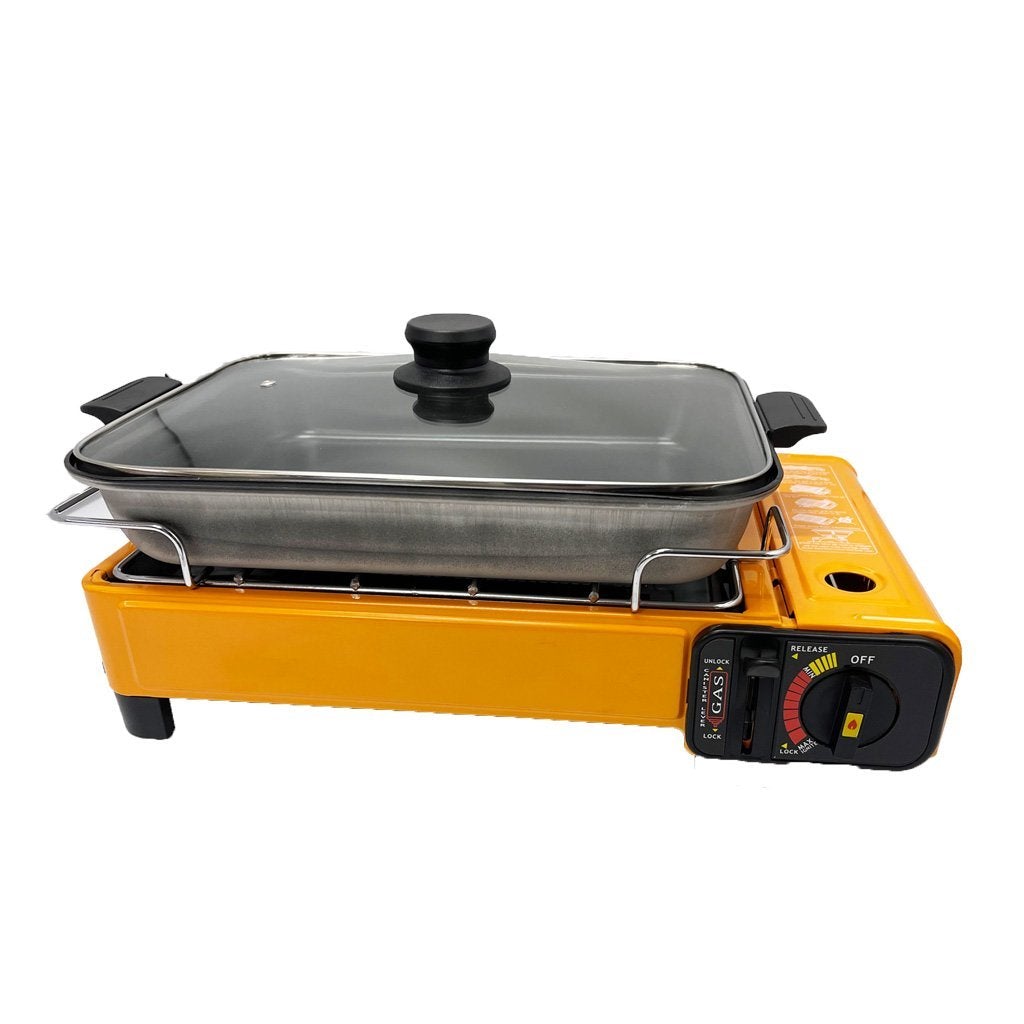 3300W Portable Camping Dual Fuel Stove, Butane & Propane Compatibility,  Piezo Electric Ignition Single Burner, Automatic Tank Ejection Overpressure