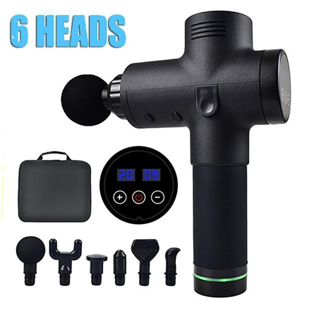 POWERFUL 6 Heads LCD Massage Gun | Percussion Vibration Muscle Therapy | Deep Tissue | Carbon Fiber